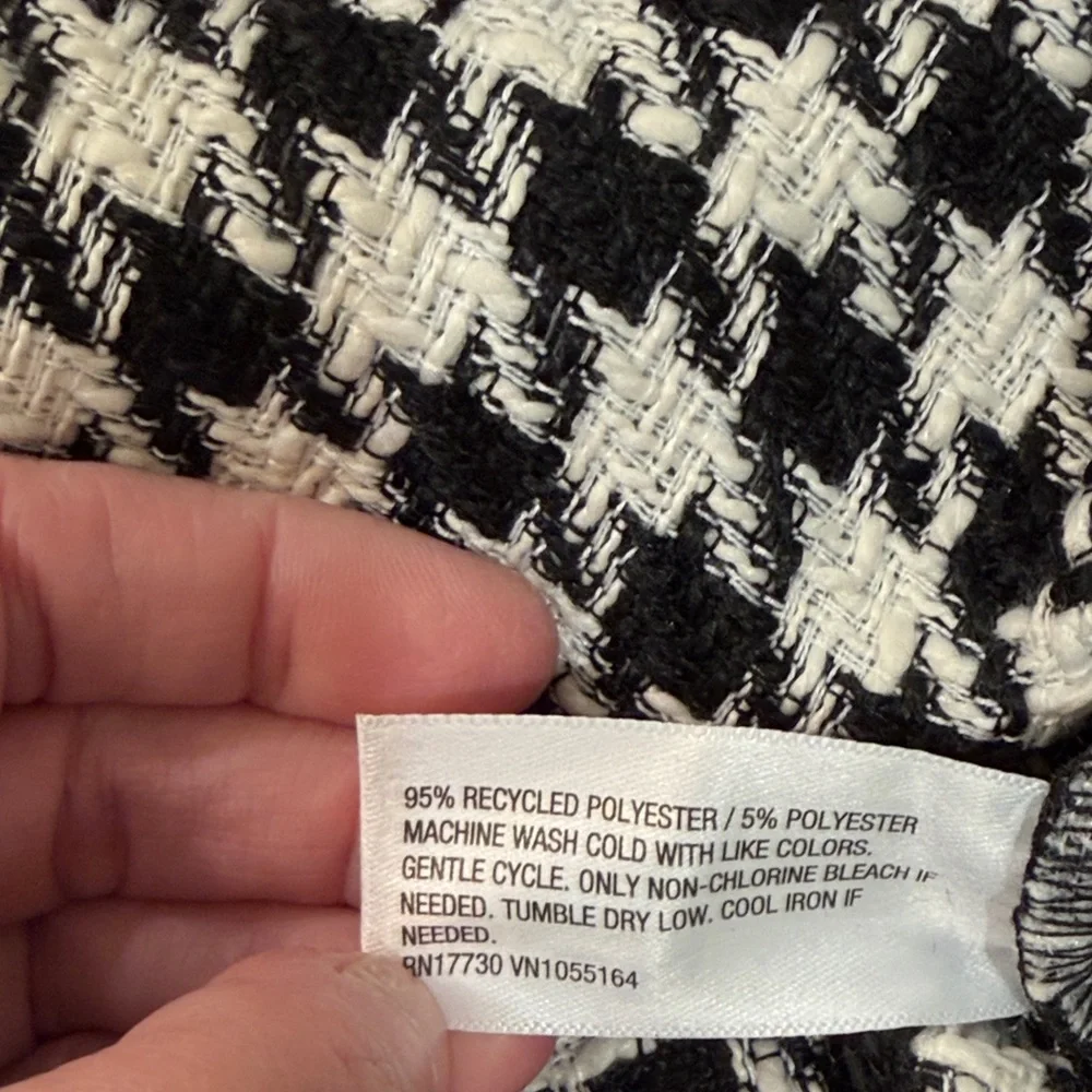 a new day Women's Long Sleeve Tweed Shacket - Black/Cream Houndstooth/NWT/M - Picture 8 of 11